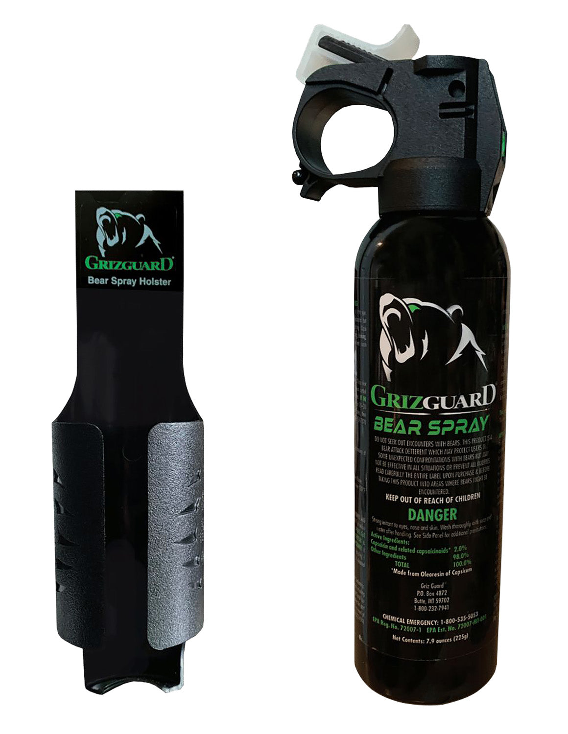 PSP GG1B Bear Spray 7.9 oz Range 30 ft Black with Holster