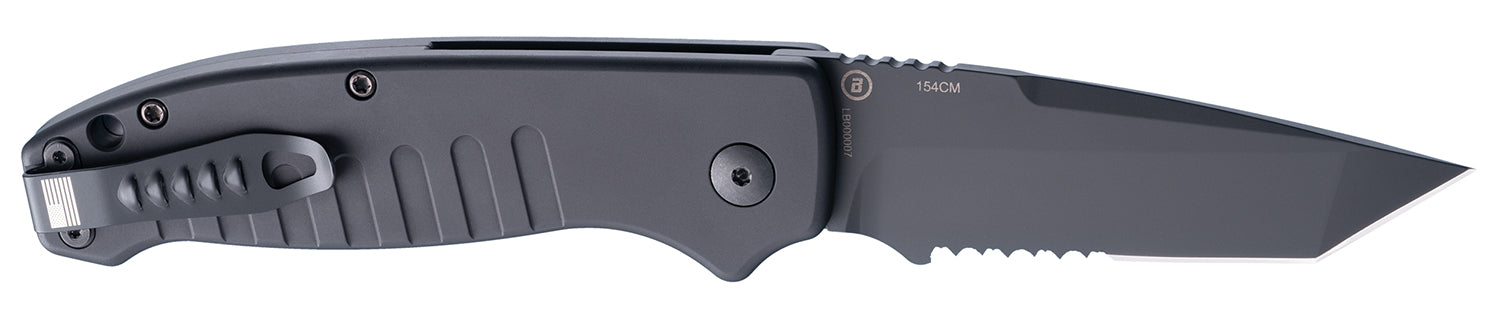 Hogue 64120 Ballista-I 3.5" Auto Tanto Blade Serrated Black Folding Knife