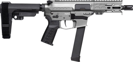 CMMG 99A290FTNG Banshee FE MkGs 9mm Luger 33+1 5" Black Nitride Threaded Barrel, M-LOK Handguard, Tungsten Cerakote Aluminum Receiver w/Picatinny Rail, Black Polymer CMMG RipBrace, CMMG Zeroed Grip