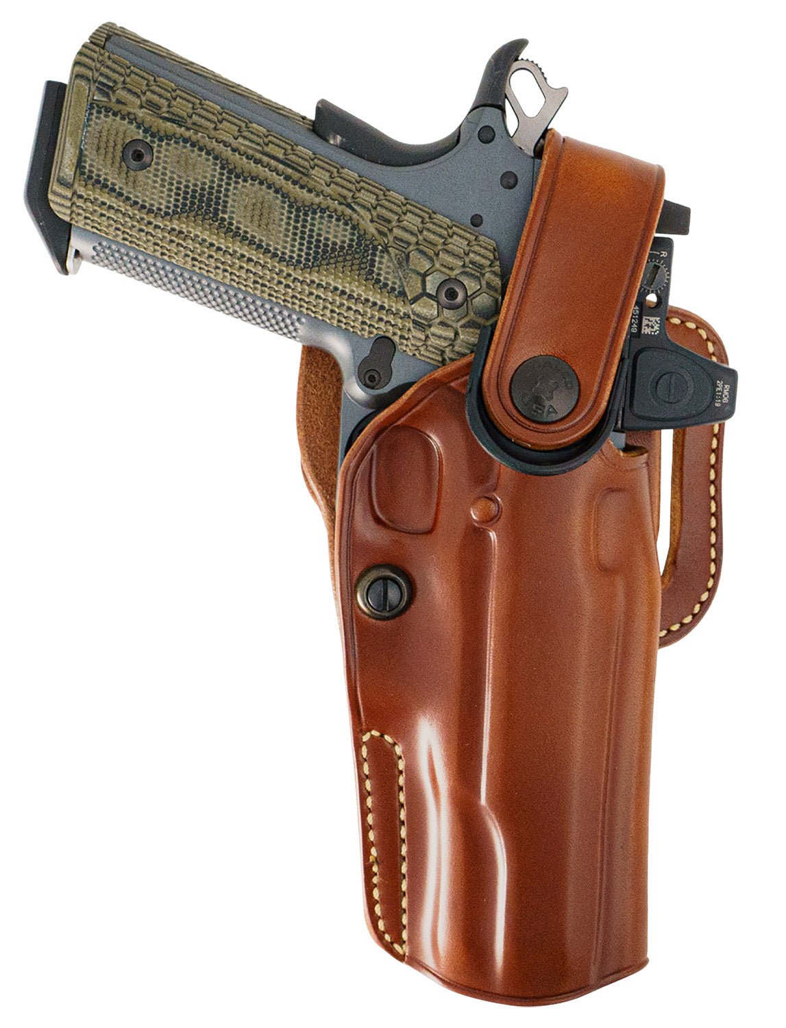 Galco APO224R APO Strongside/Crossdraw OWB Tan Steerhide Belt Holster for Glock 17 Gen1-5 Right Hand