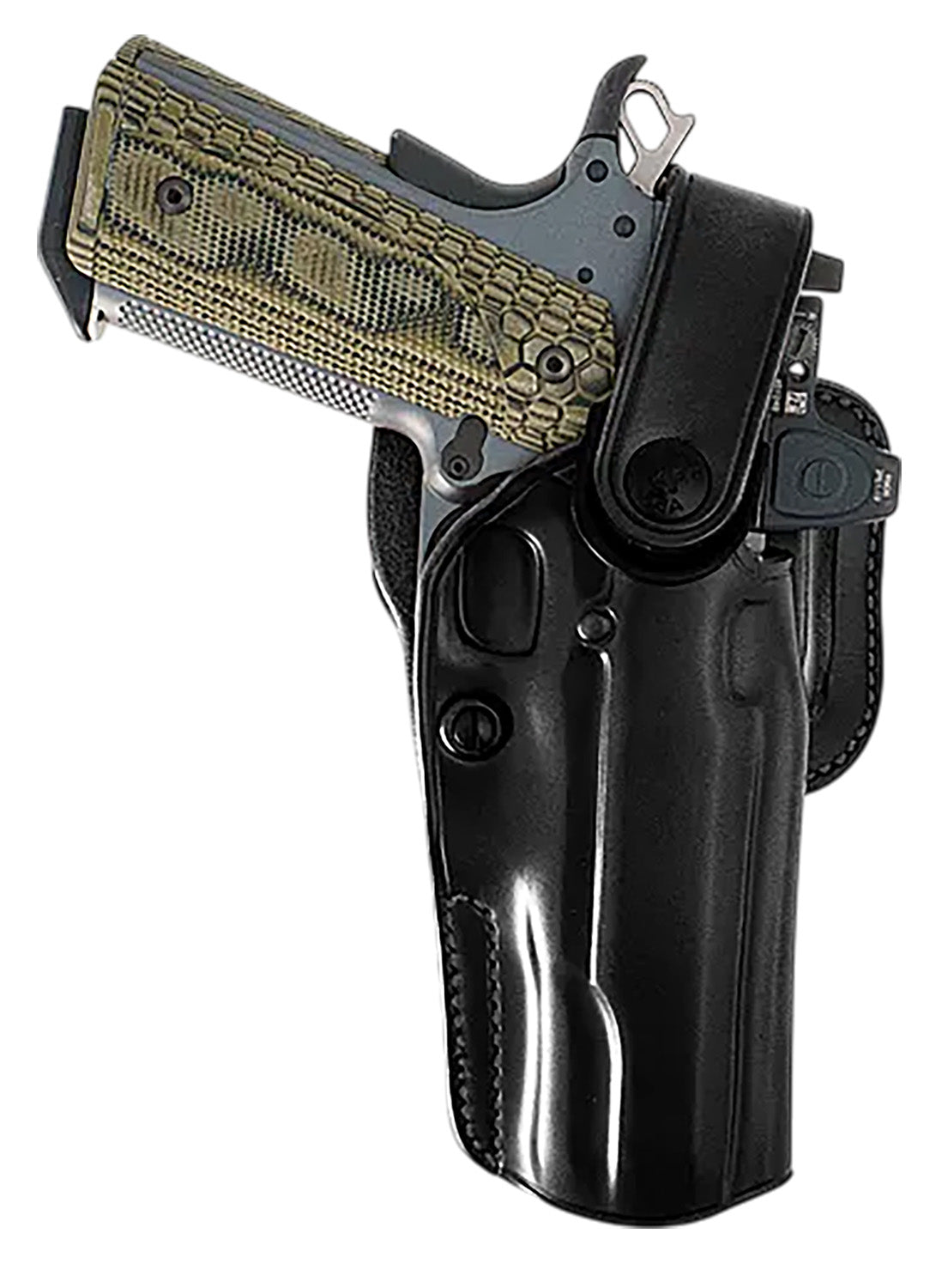 Galco APO Belt Holster OWB Black Steerhide Strongside/Crossdraw Fits Glock 17 Gen1-5 Right Hand