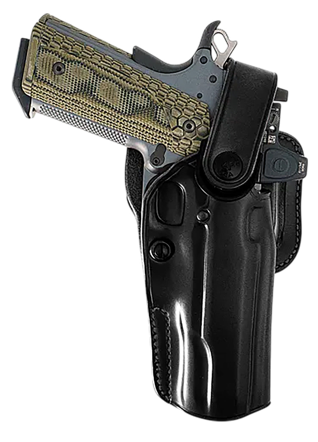 Galco APO Belt Holster OWB Black Steerhide Strongside/Crossdraw Fits Glock 19 Gen 1-5 Right Hand