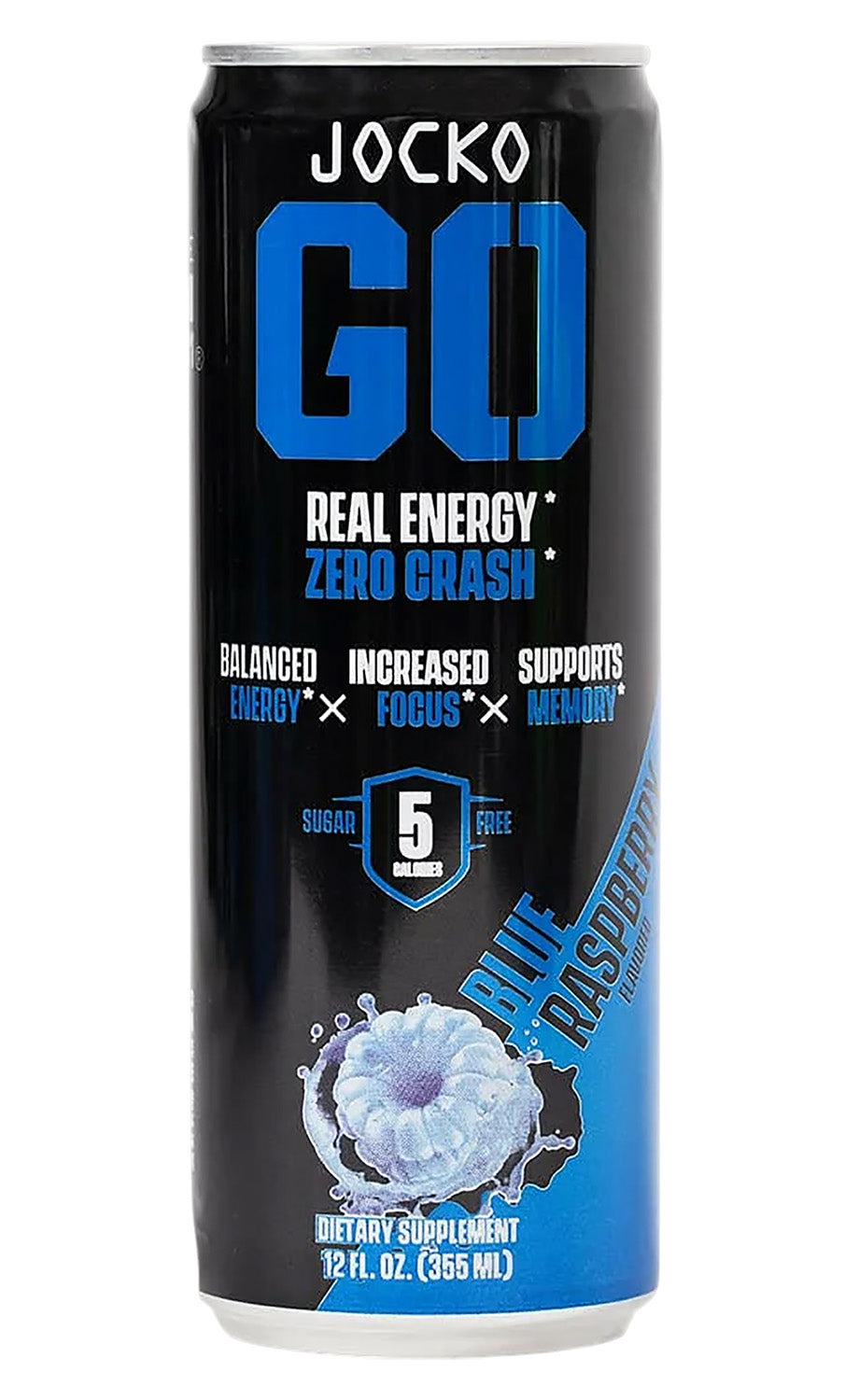 Jocko Fuel Blue Raspberry Energy Drink 12oz Cans 12 Pack