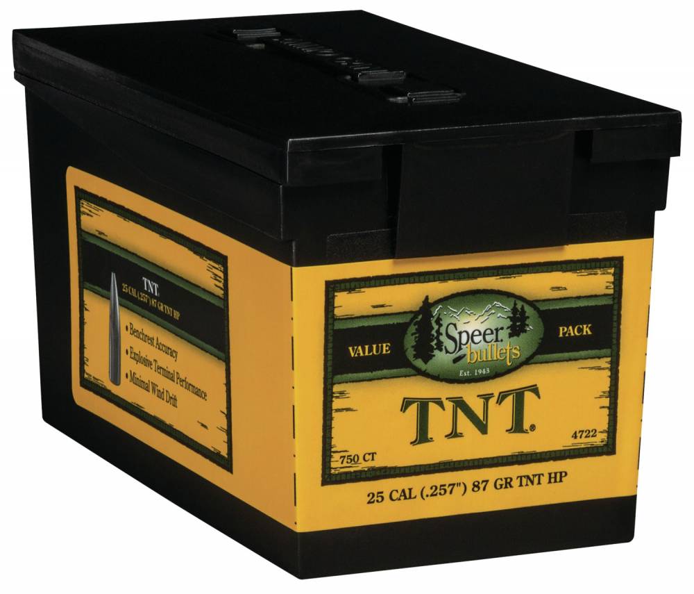 Speer TNT 25 Cal .257 87 GR Hollow Point Reloading Bullets 750 Count Value Pack