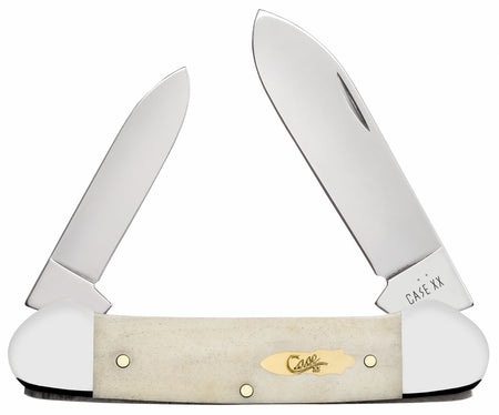 Case 11023 Canoe Folding Knife Pen/Spear Tru-Sharp SS Blade, Smooth Natural Bone Handle