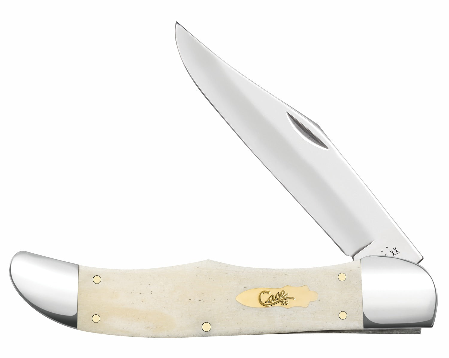 Case 11024 Hunter 4.10" Folding Knife Clip Point Mirror Polished Tru-Sharp SS Blade, Smooth Natural Bone Handle