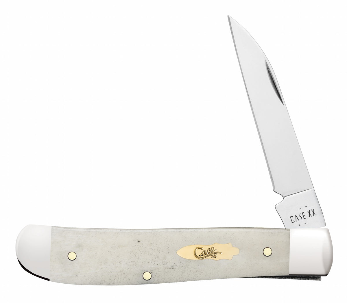 Case 11025 Trapper Mini Folding Knife Clip Point/Spey Mirror Polished Tru-Sharp SS Blade, Smooth Natural Bone Handle