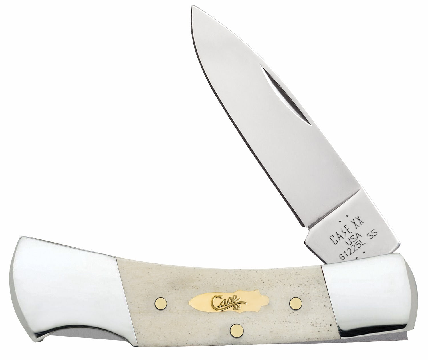 Case 11026 Lockback Folding Knife Drop Point Tru-Sharp SS Blade, Smooth Natural Bone Handle