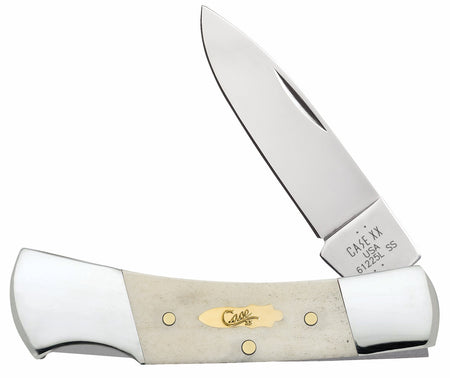 Case 11026 Lockback Folding Knife Drop Point Tru-Sharp SS Blade, Smooth Natural Bone Handle