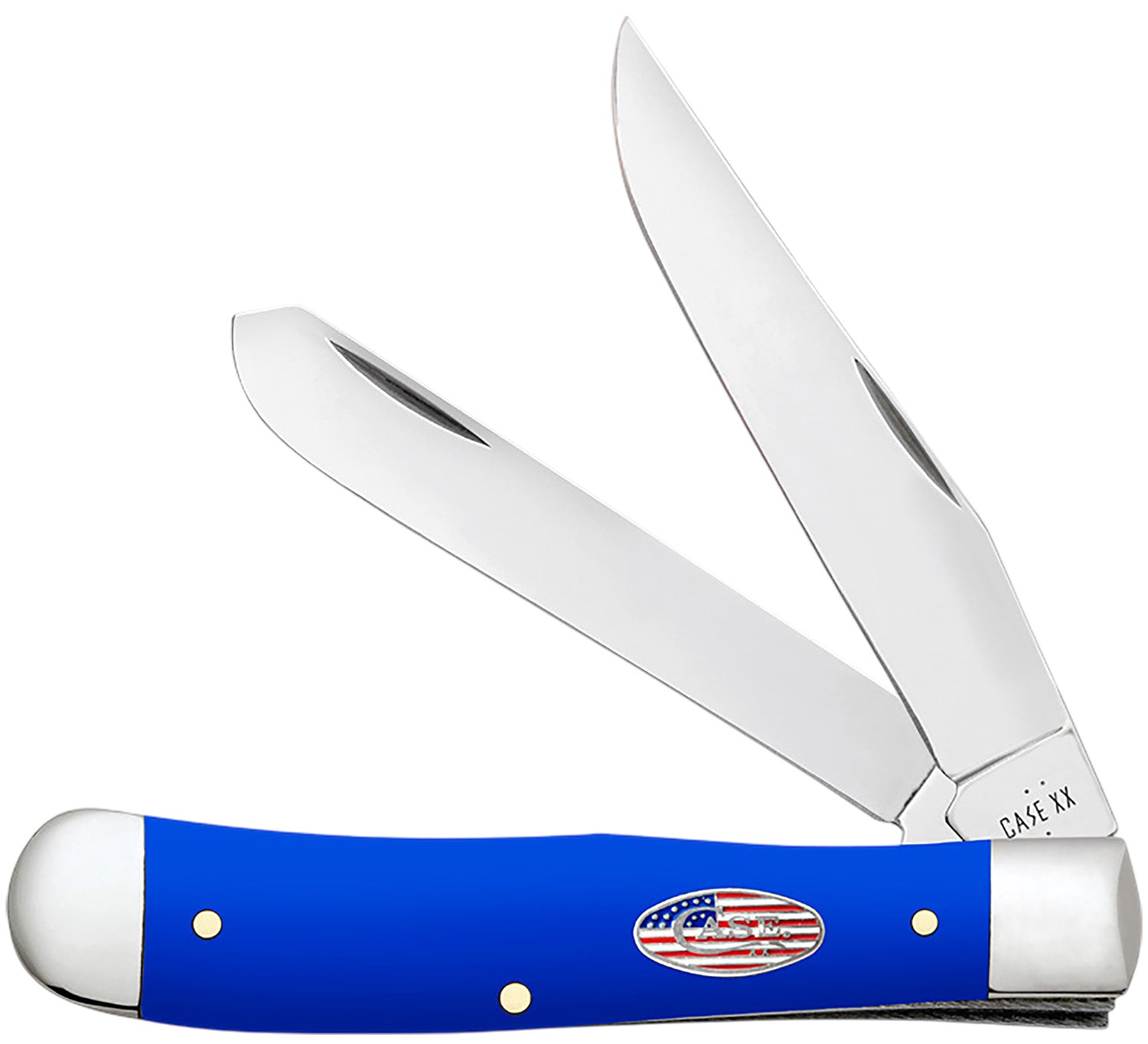 Case 16400 USMC Folding Knife Clip Point/Spey Tru-Sharp SS Blade, Smooth Royal Blue Synthetic Handle
