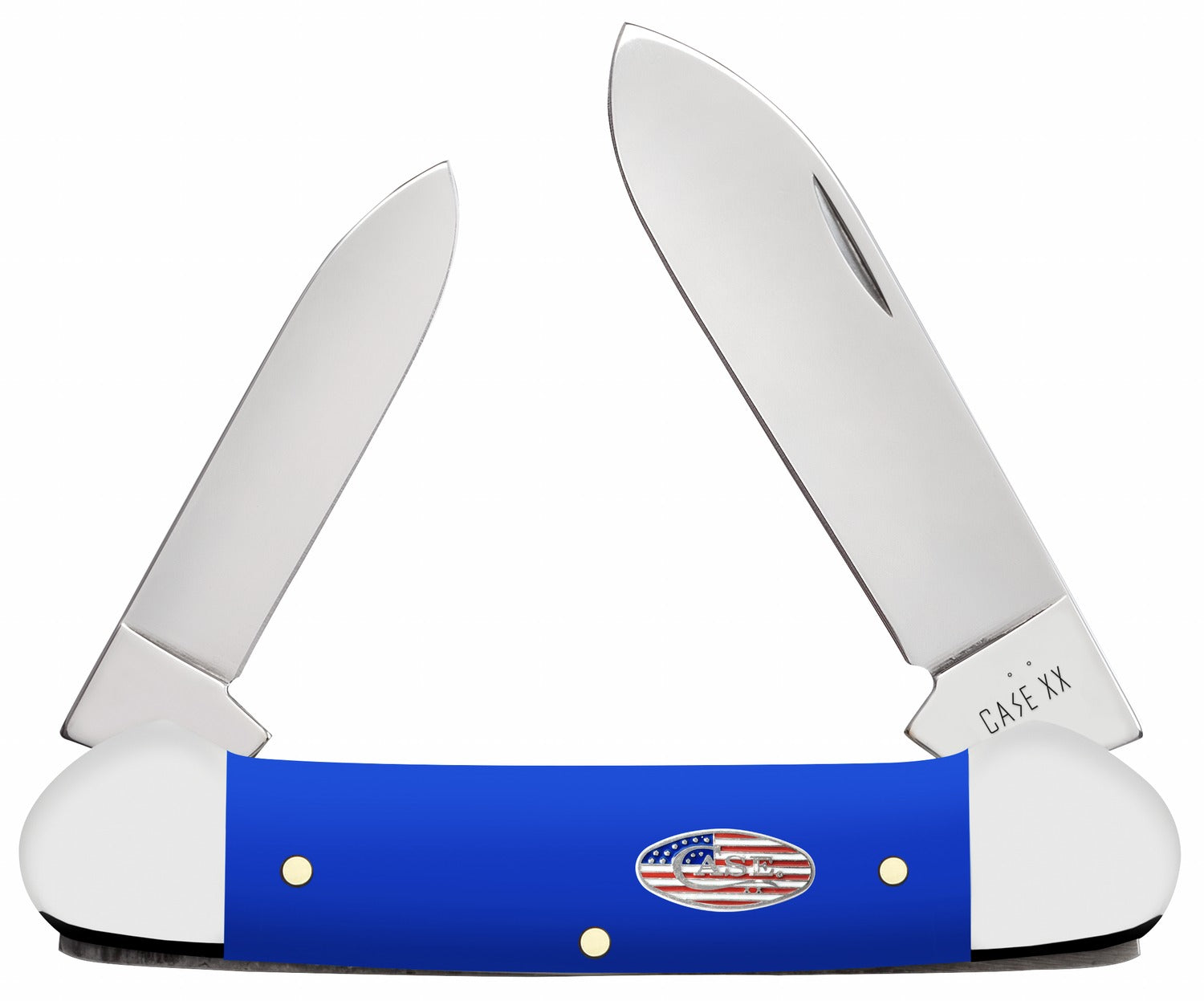 Case 16404 Canoe Folding Knife Pen/Spear Tru-Sharp SS Blade, Smooth Royal Blue Synthetic Handle