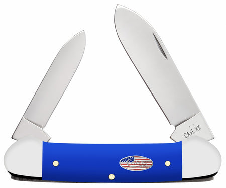 Case 16404 Canoe Folding Knife Pen/Spear Tru-Sharp SS Blade, Smooth Royal Blue Synthetic Handle