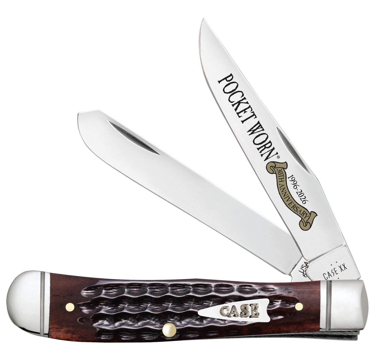 Case 55231 Pocket Worn Mini Trapper Folding Knife, Mahogany Corn Cob Jigged Bone Handle