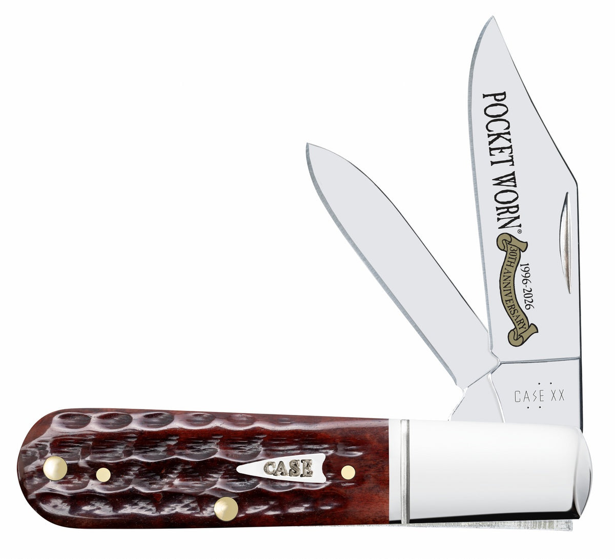 Case 55233 Pocket Worn Barlow Folding Knife, Mahogany Corn Cob Jigged Bone Handle