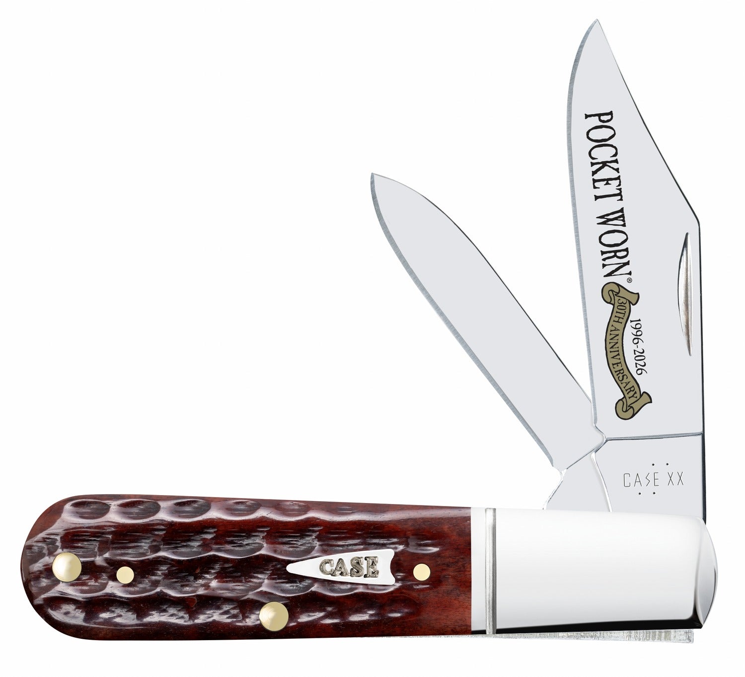 Case 55233 Pocket Worn Barlow Folding Knife, Mahogany Corn Cob Jigged Bone Handle