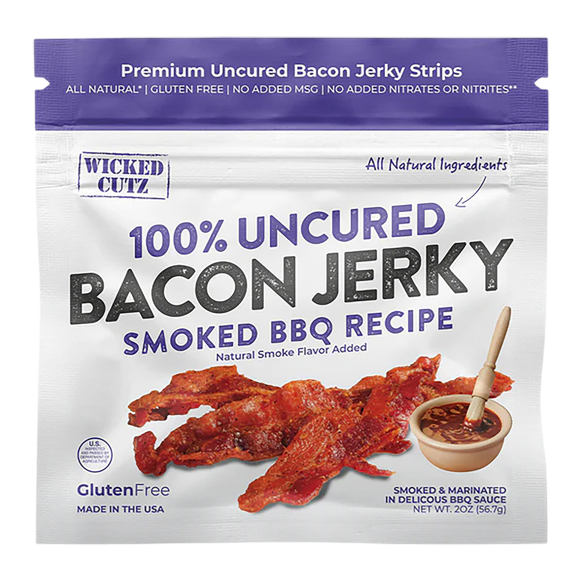 Wicked Cutz WCPJ02BQ Smoked BBQ Bacon Snack Pack 10 Count