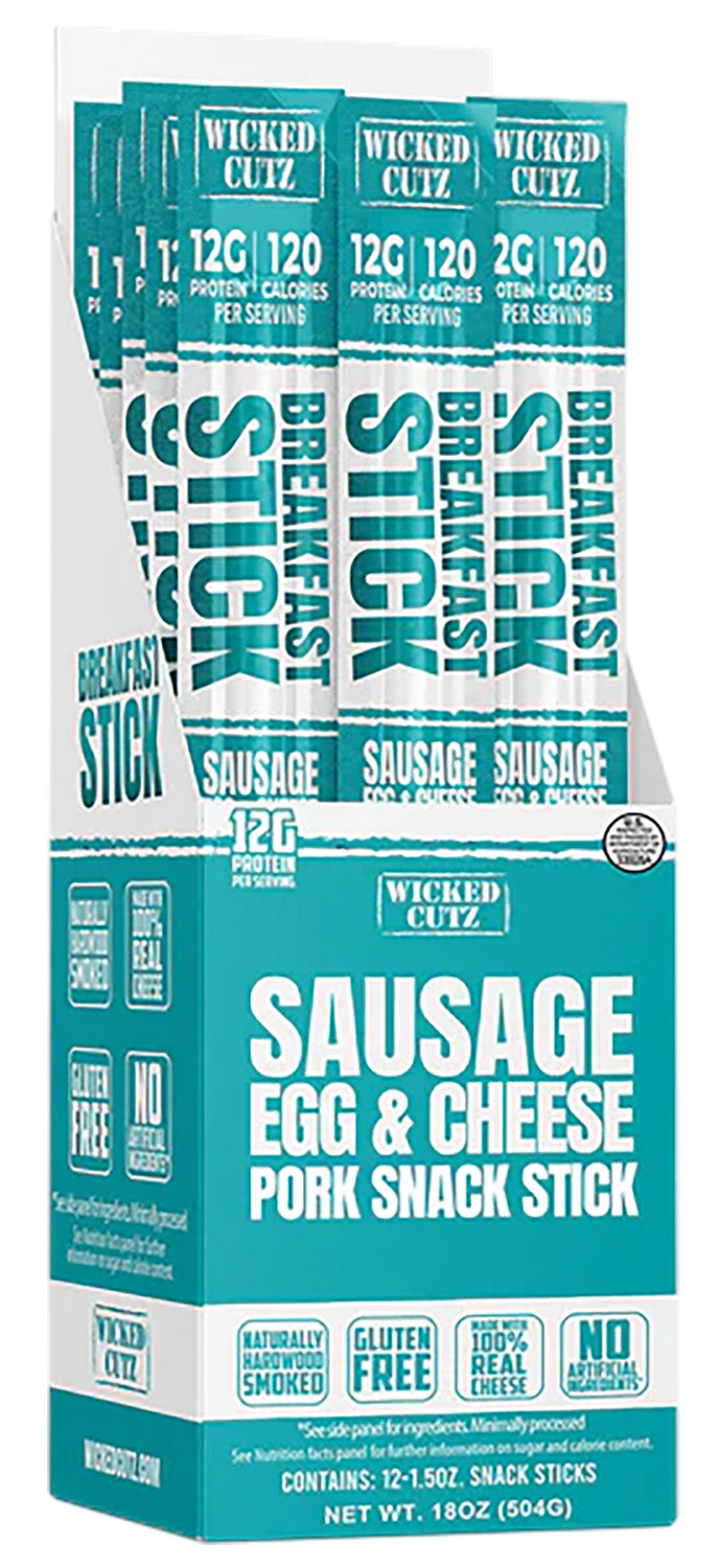 Wicked Cutz WCBR12SEC Sausage Egg and Cheese Protein Sticks 12 Count