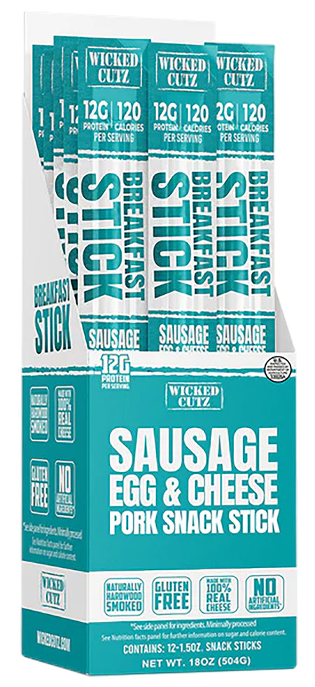 Wicked Cutz WCBR12SEC Sausage Egg and Cheese Protein Sticks 12 Count