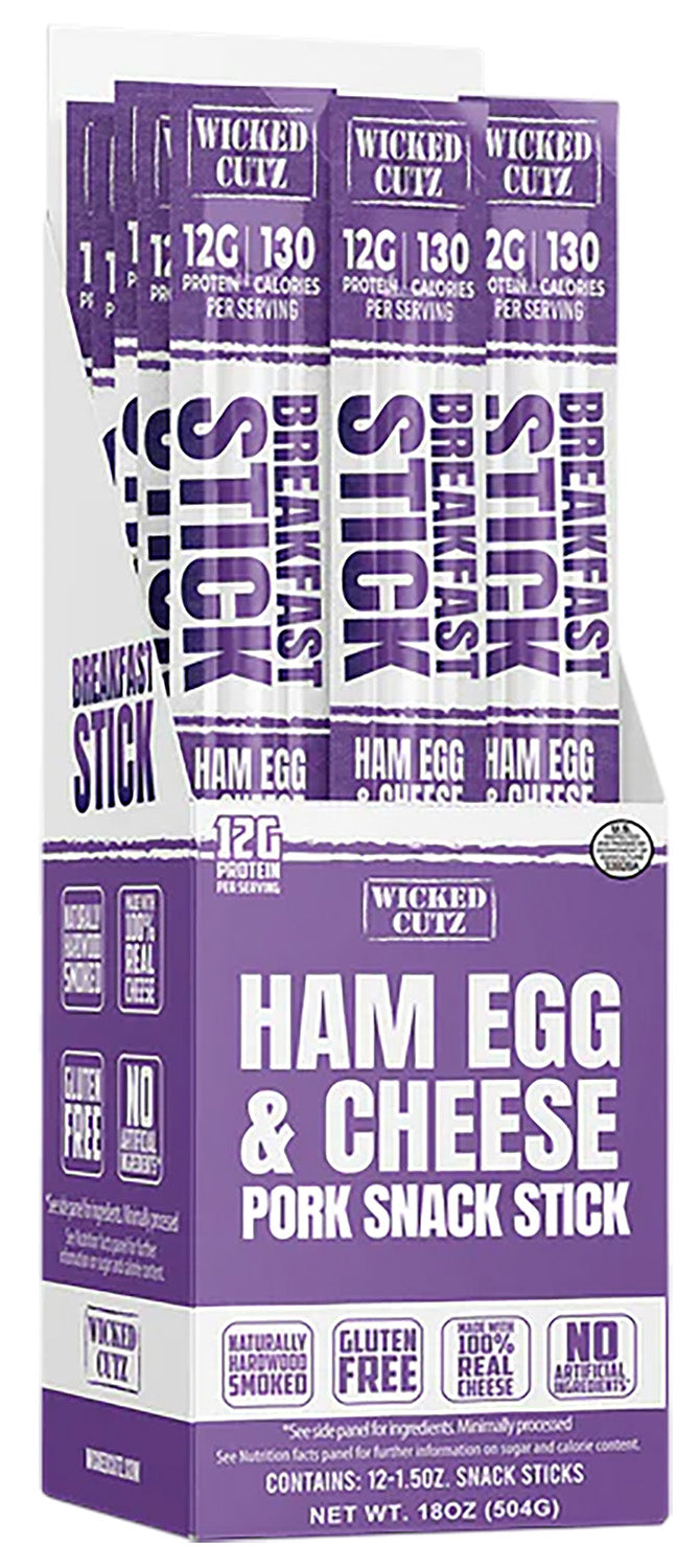 Wicked Cutz WCBR12HEC Ham Egg and Cheese Protein Sticks 12 Count