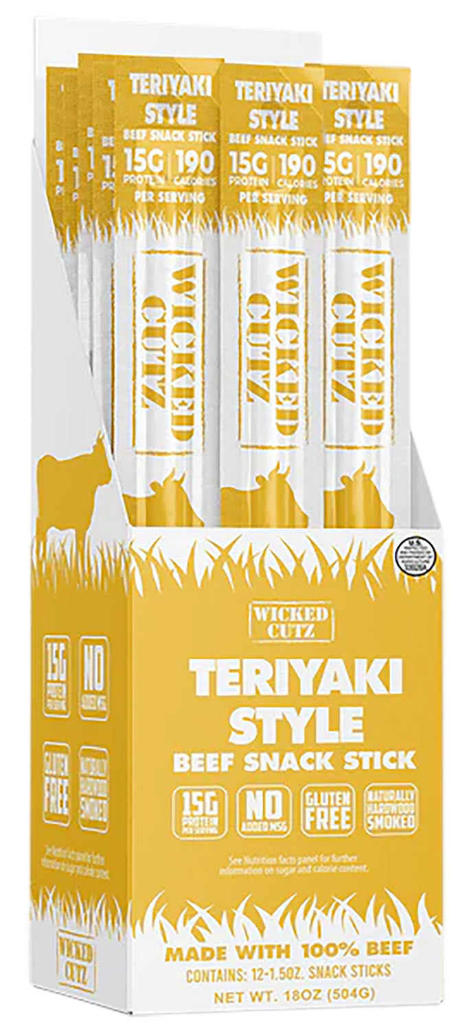 Wicked Cutz WCBS12TY Teriyaki Beef Snack Sticks 12 Count