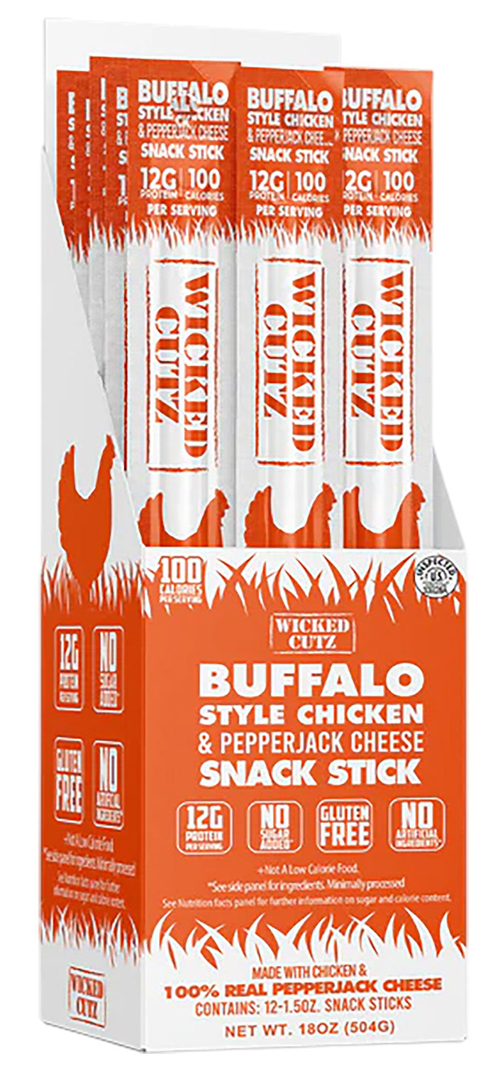 Wicked Cutz WCCS12BC Buffalo Chicken and Cheese Snack Sticks 12 Count