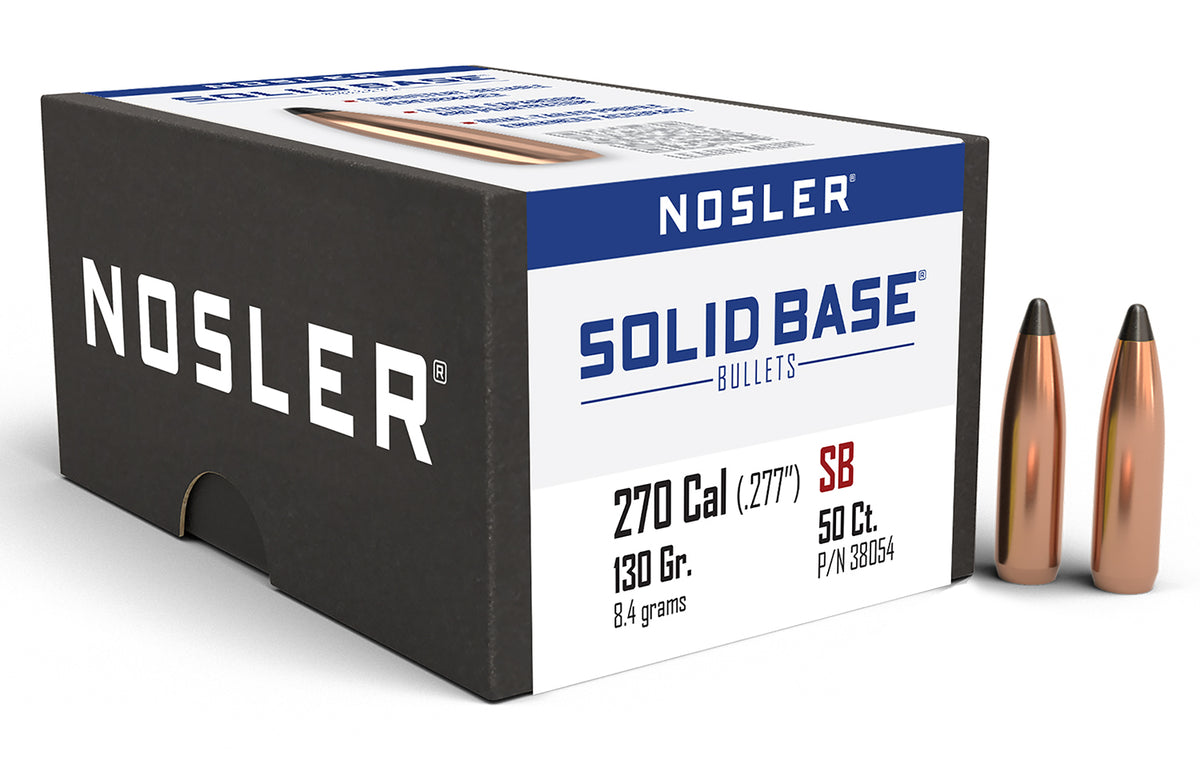 Nosler Solid Base 130gr Soft Point .277 Reloading Bullets 50ct