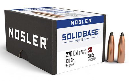 Nosler Solid Base 130gr Soft Point .277 Reloading Bullets 50ct