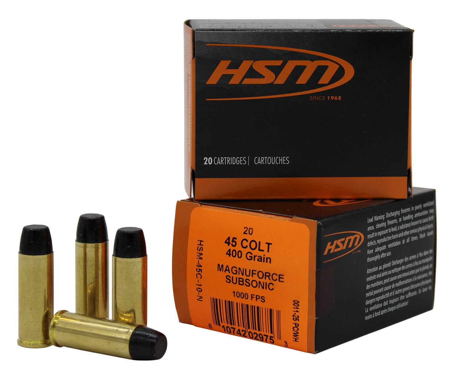 HSM  .45 Long Colt 400 gr Solid ammo