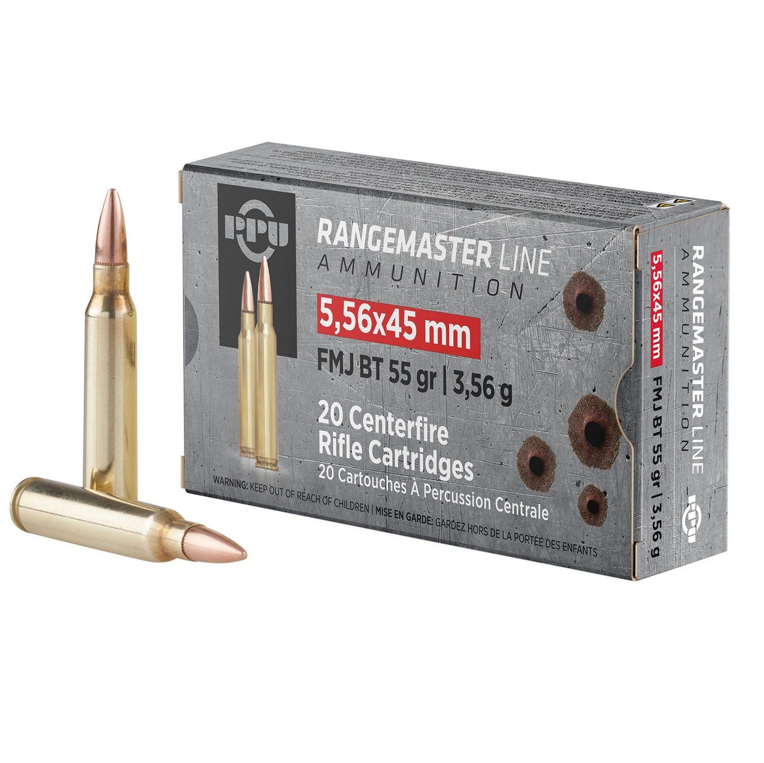 PPU PPRM5561 Rangemaster 5.56x45mm NATO 55 gr Full Metal Jacket Boat Tail (FMJBT)