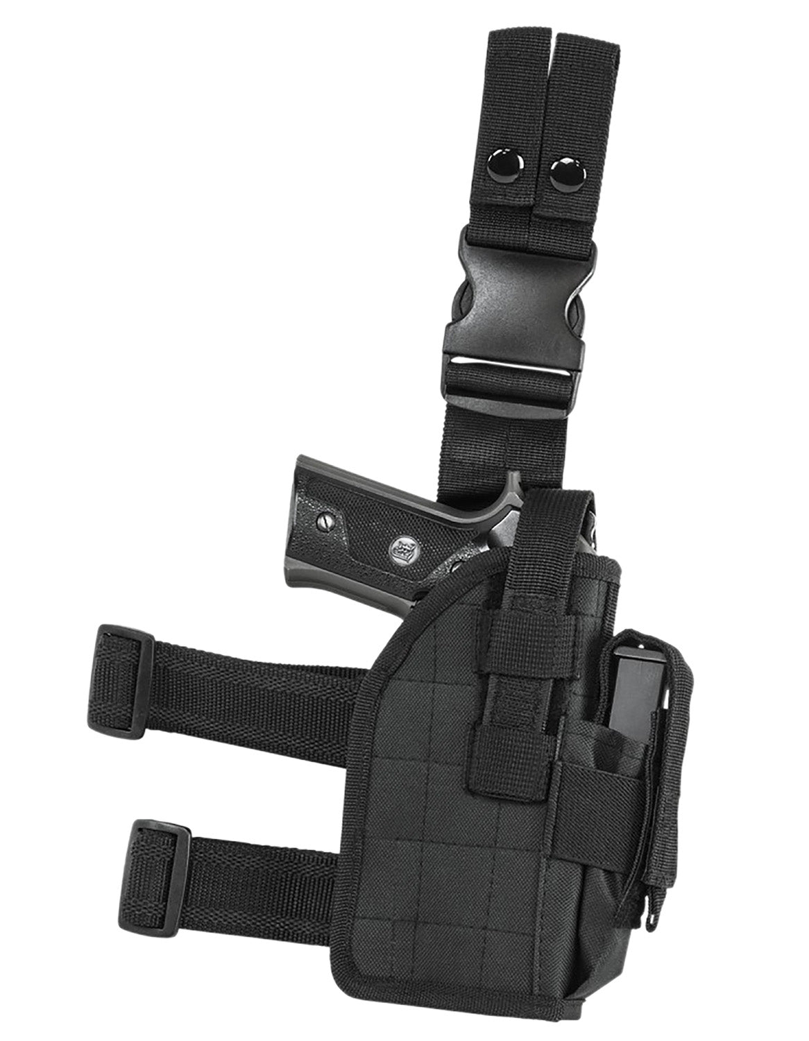 NcStar Drop Leg Holster Black PVC Fabric Right Hand Fits Full Size and Compact Semi-Auto Pistols