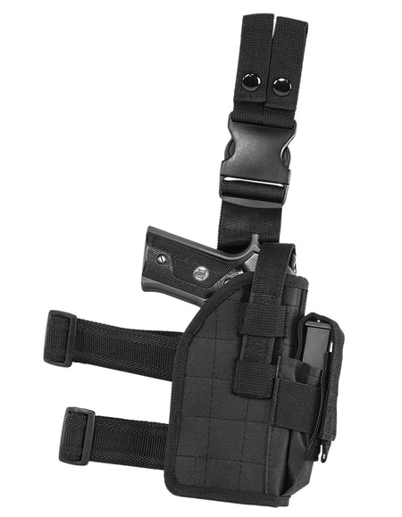 NcStar Drop Leg Holster Black PVC Fabric Right Hand Fits Full Size and Compact Semi-Auto Pistols