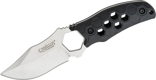 Camillus Comb Fixed Blade Knife 3.5" SS Blade Honeycomb Black Handle