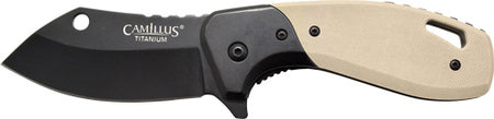 Camillus Chonk Drop Point Folding Knife 2.75" SS Blade G10 Tan Handle