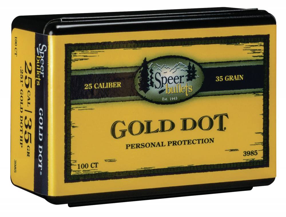 Speer Gold Dot Personal Protection .25 Cal .251 35gr HP Bullets 100 Per Box