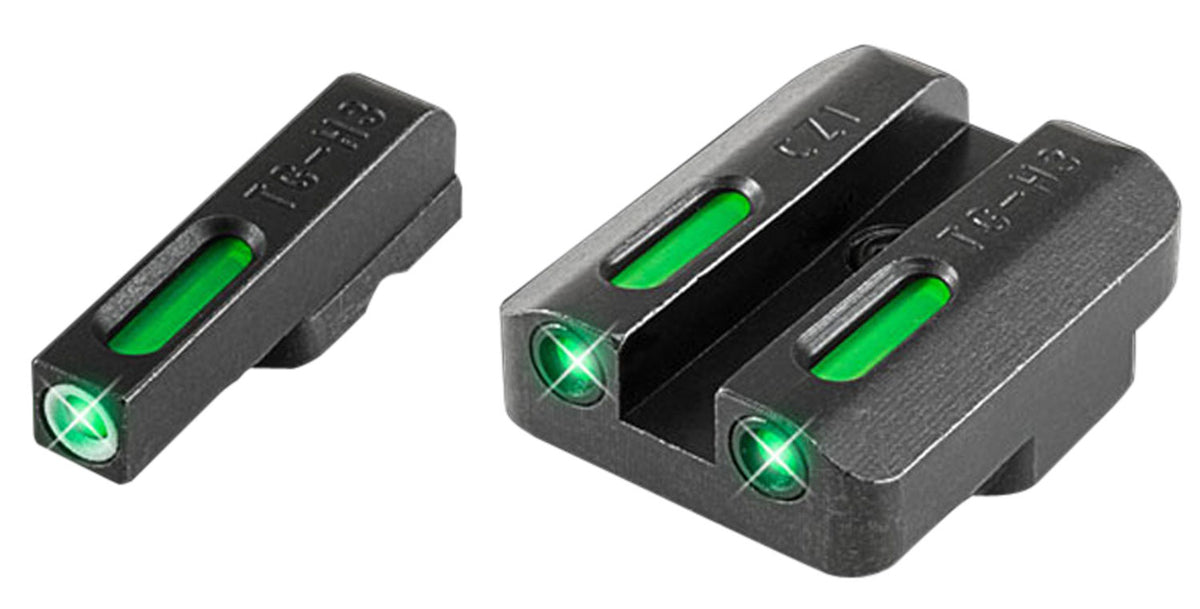 TruGlo TG13CZ1A TFX Green Tritium & Fiber Optic White Outline Front & Rear Sight Set