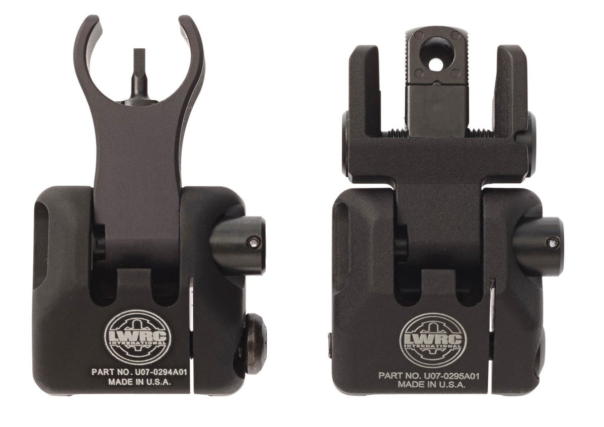 LWRC 2000065A01 Skirmish Backup Iron Sight Set Black Folding AR-15