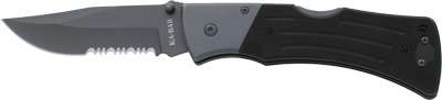 Ka-Bar G10 Mule Folding Knife 9.25in OAL 4in Serrated Clip Point Blade Black G10 Grips