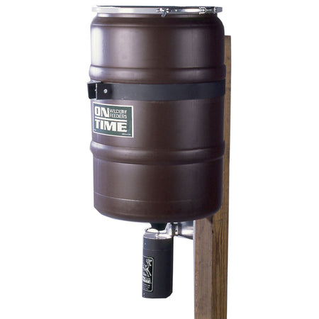 On Time 50003 Elite Lifetime Fish Feeder Combo, 25 Gallon Capacity, Built-In Agitator, Steel Band with Welded Bracket