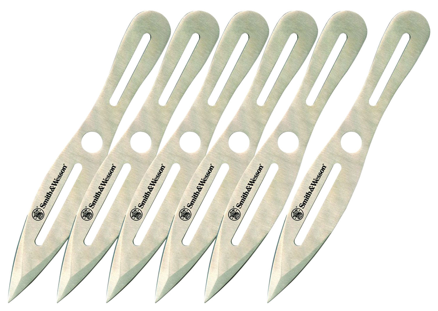 Smith & Wesson SWTK8CP Bullseye Throwing Knives 4.50" Fixed Spear Point 2Cr13MoV Stainless 8" OAL 6-Pack with Sheath