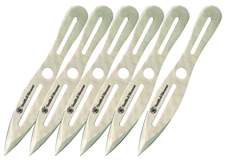 Smith & Wesson SWTK8CP Bullseye Throwing Knives 4.50" Fixed Spear Point 2Cr13MoV Stainless 8" OAL 6-Pack with Sheath