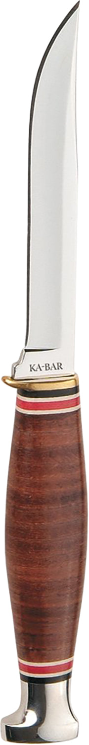 Ka-Bar 1226 Little Finn 3.63" Fixed Clip Point Plain Polished 5Cr15MoV SS Blade, Brown Leather Handle with Sheath
