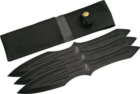 SZCO Rite Edge 9.75" Black Throwing Knife 3-Piece Set with Sheath