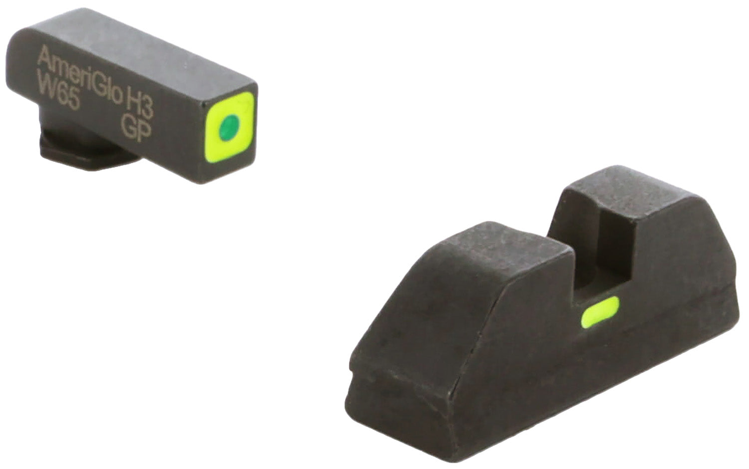 AmeriGlo GL615 CAP Tritium Sight Set for Glock 10mm/.45/.357 – Green Tritium LumiGreen Outline Front, LumiGreen Bar Rear