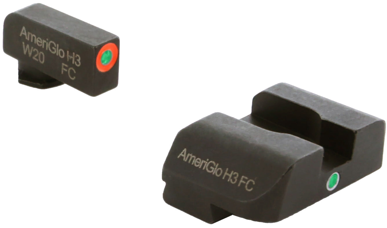 AmeriGlo GL201 i-Dot Tritium Night Sight Set for Glock – Green Tritium Orange Outline Front, Green Tritium Rear