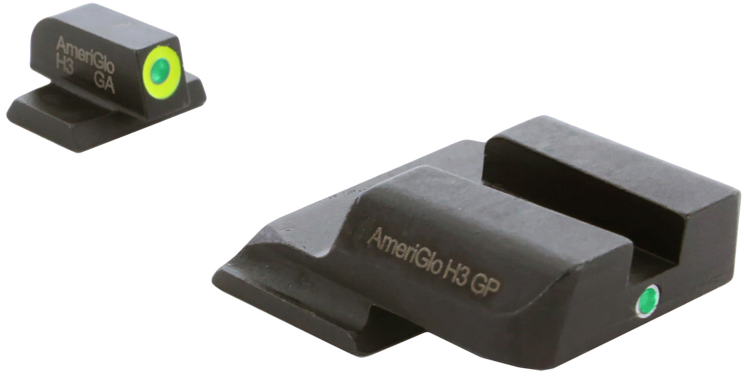 AmeriGlo SW301 i-Dot Tritium Night Sight Set for S&W M&P – Green Tritium LumiGreen Outline Front, Green Tritium Rear