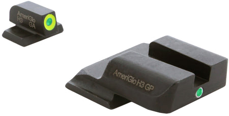 AmeriGlo SW301 i-Dot Tritium Night Sight Set for S&W M&P – Green Tritium LumiGreen Outline Front, Green Tritium Rear