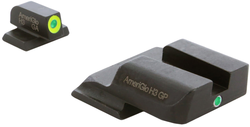 AmeriGlo SW301 i-Dot Tritium Night Sight Set for S&W M&P – Green Tritium LumiGreen Outline Front, Green Tritium Rear