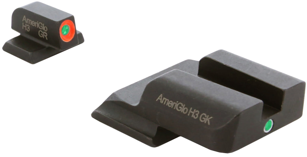 AmeriGlo SW245 i-Dot Tritium Sight Set for S&W M&P Shield – Green Tritium Orange Outline Front, Green Tritium Rear