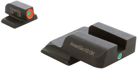 AmeriGlo SW245 i-Dot Tritium Sight Set for S&W M&P Shield – Green Tritium Orange Outline Front, Green Tritium Rear