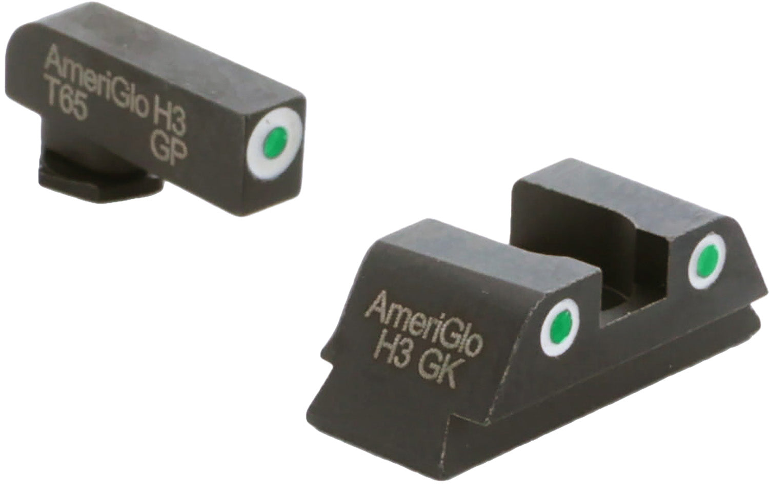 AmeriGlo GL430 Classic Tritium Sight Set for Glock 42/43/43X/48 – Green Tritium White Outline Front & Rear